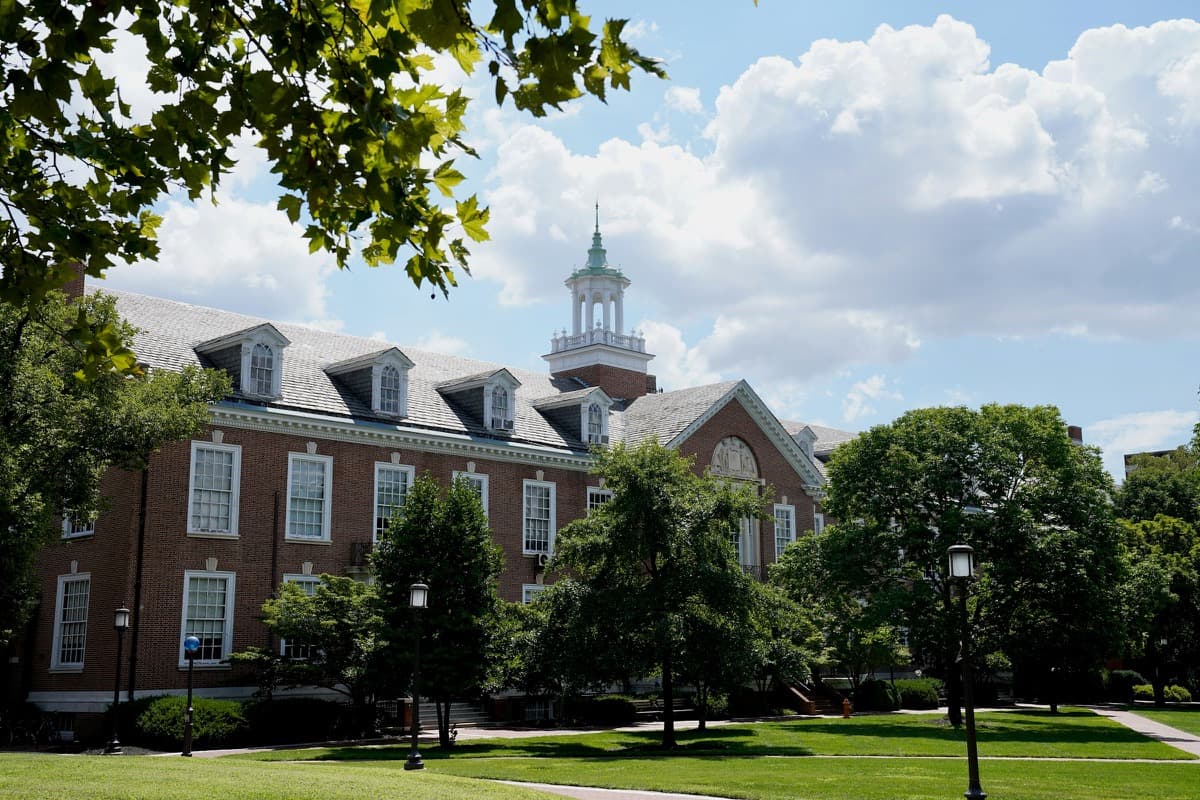 A college campus in warm natural light (illustrative)